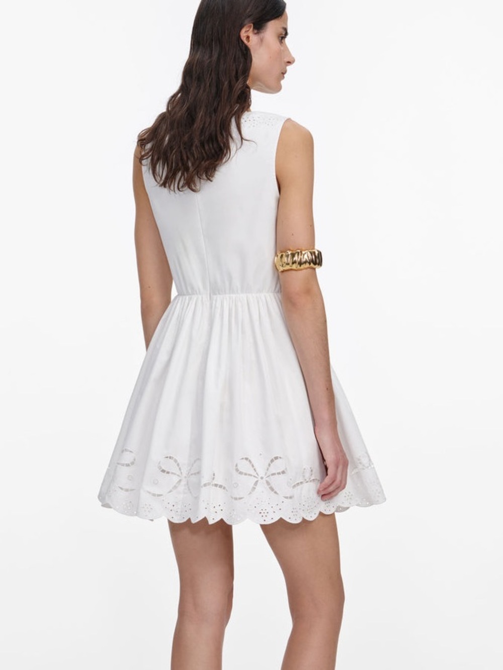 NWOT Self-Portrait WHITE COTTON EMBROIDERED MINI DRESS - Picture 3 of 6